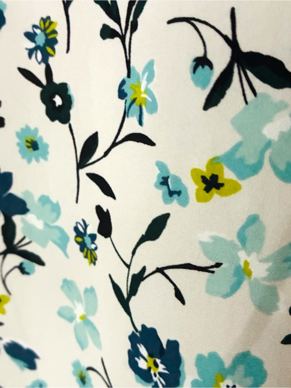 Ann Taylor LOFT Sz SMALL White Blue Floral Bell Sleeve Blouse Top - Picture 6 of 8